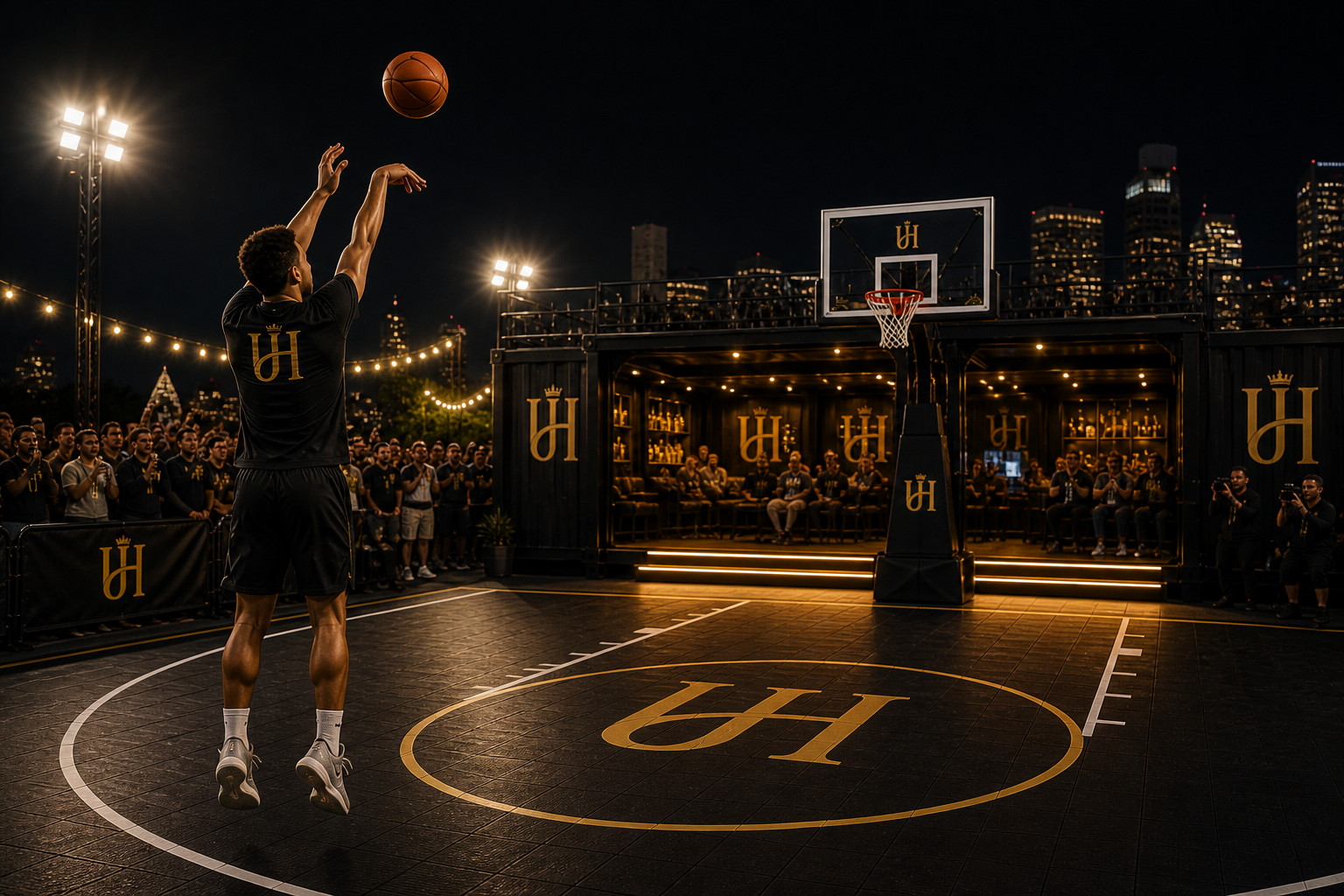 Silhouette of basketball player under spotlight representing Kareem Rush's challenge